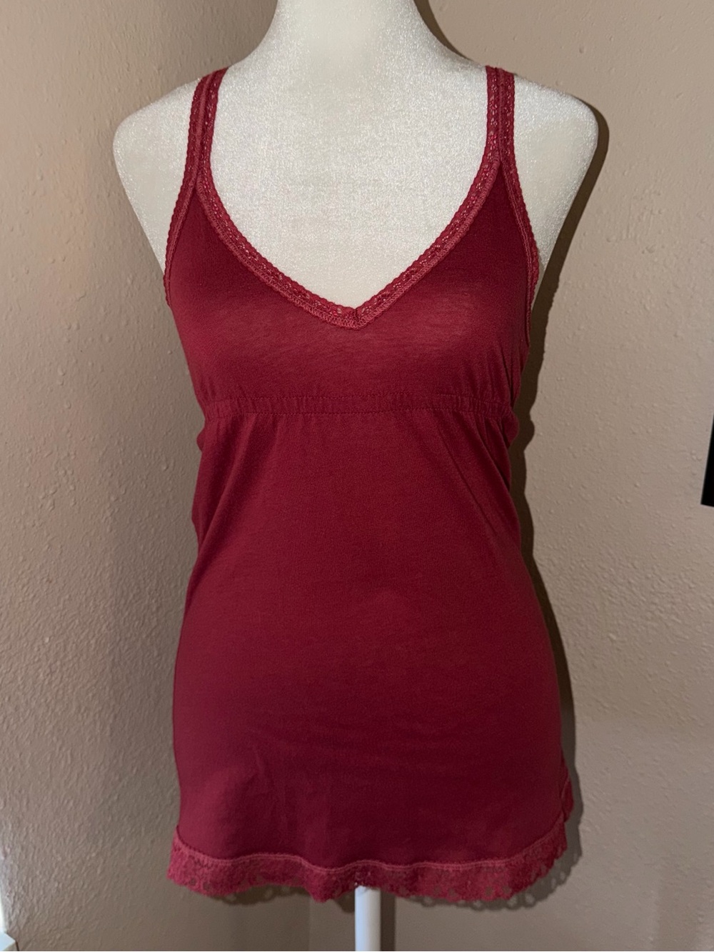 Vintage Y2K Hollister 2000s Lace Trim Babydoll Tank Top